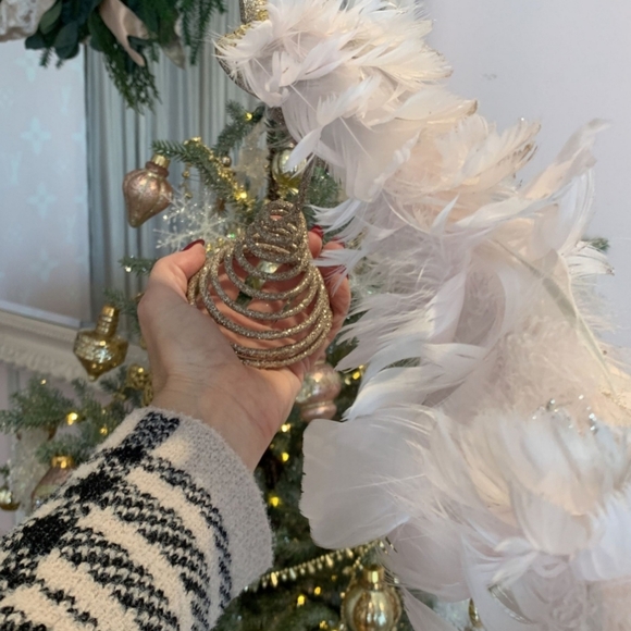 ❗Vintage Art Deco Rose Gold Glitter Peacock Tree Topper with Feather Tail❗ - Picture 11 of 12